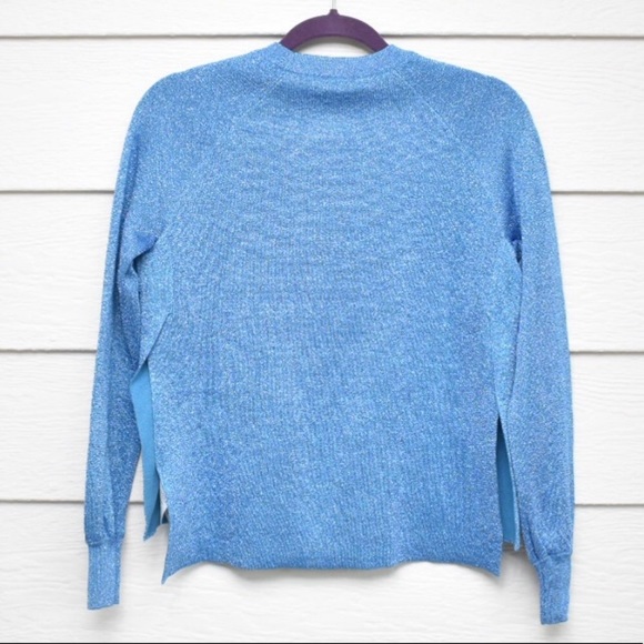 J. CREW Blue Metallic Pullover Crew Neck Sweater - Picture 2 of 7
